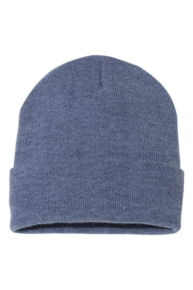 Sportsman SP12 Mens Solid Cuffed Beanie Heather Navy Blue Flat Front