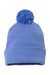 Sportsman SP15 Mens Pom-Pom Cuffed Beanie Heather Royal Blue Flat Front