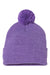 Sportsman SP15 Mens Pom-Pom Cuffed Beanie Heather Purple Flat Front