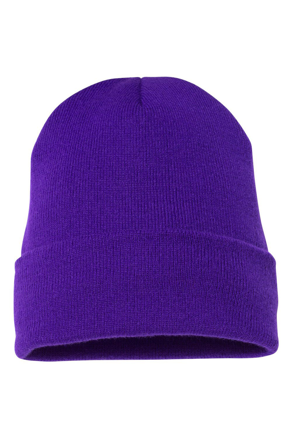 Yupoong 1501KC Mens Cuffed Beanie Purple Flat Front