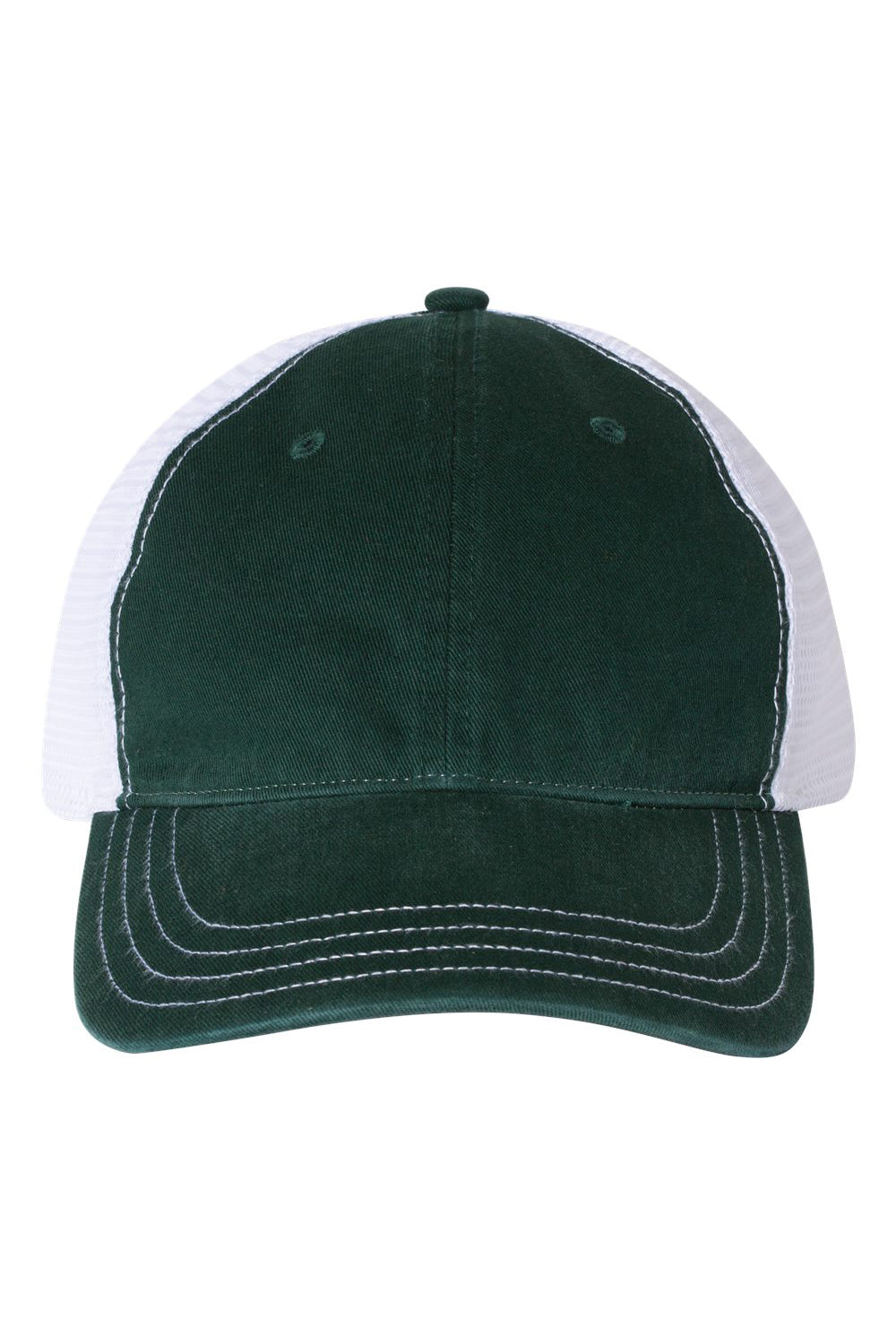 Richardson 111 Mens Garment Washed Trucker Hat Dark Green/White Flat Front