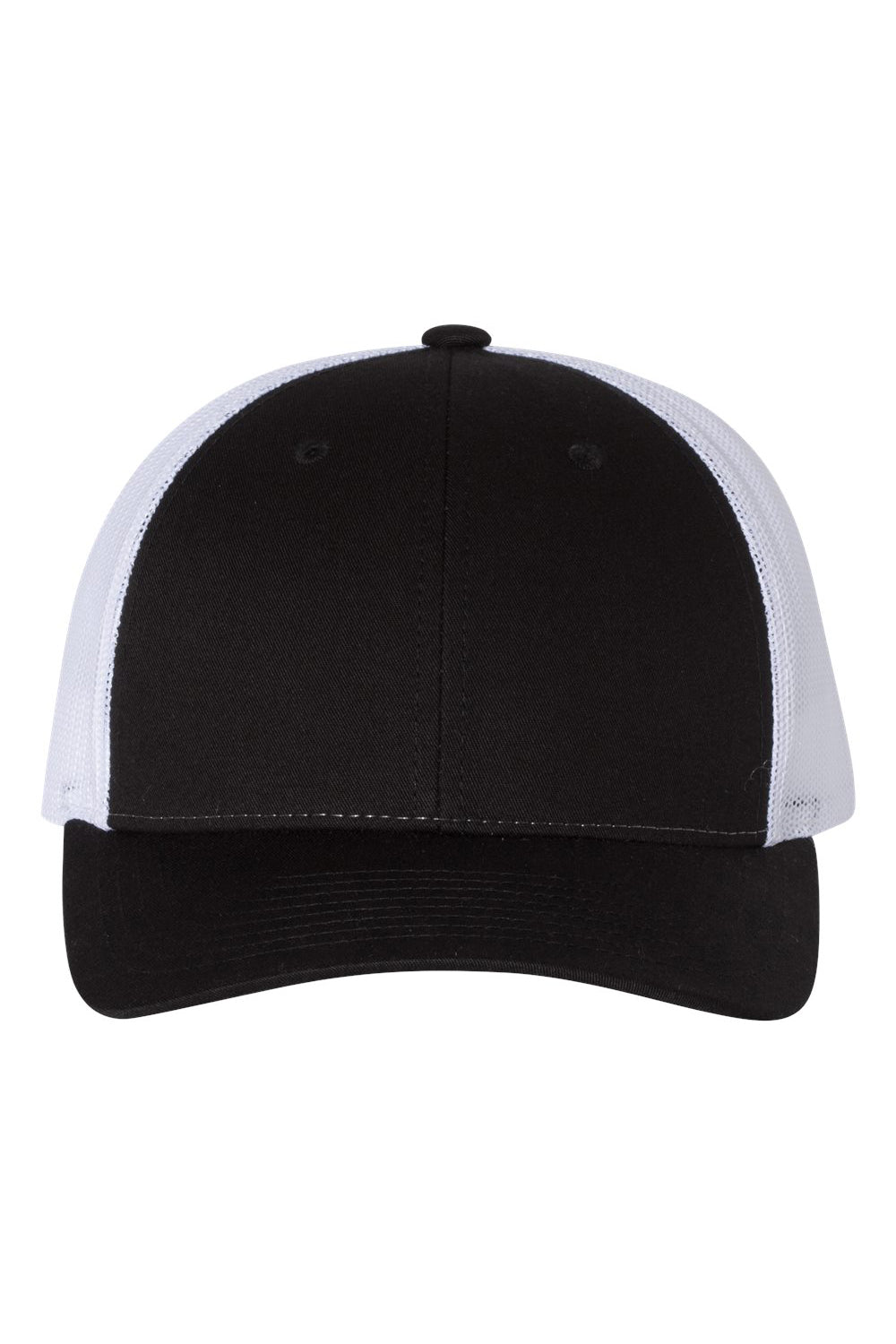 Richardson 115 Mens Low Pro Trucker Hat Black/White Flat Front