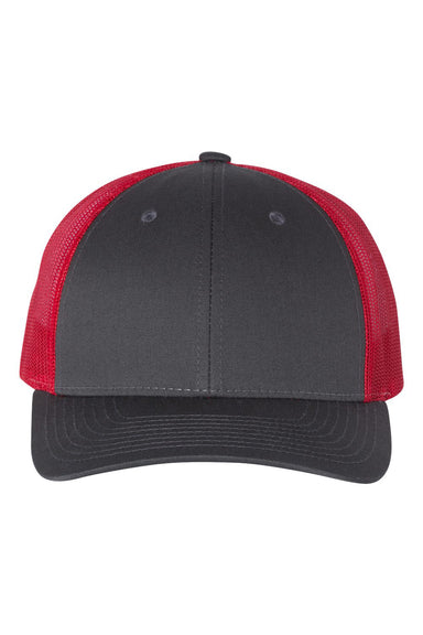 Richardson 115 Mens Low Pro Trucker Hat Charcoal Grey/Red Flat Front