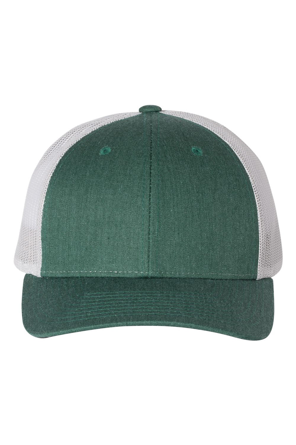 Richardson 115 Mens Low Pro Trucker Hat Heather Dark Green/Silver Grey Flat Front