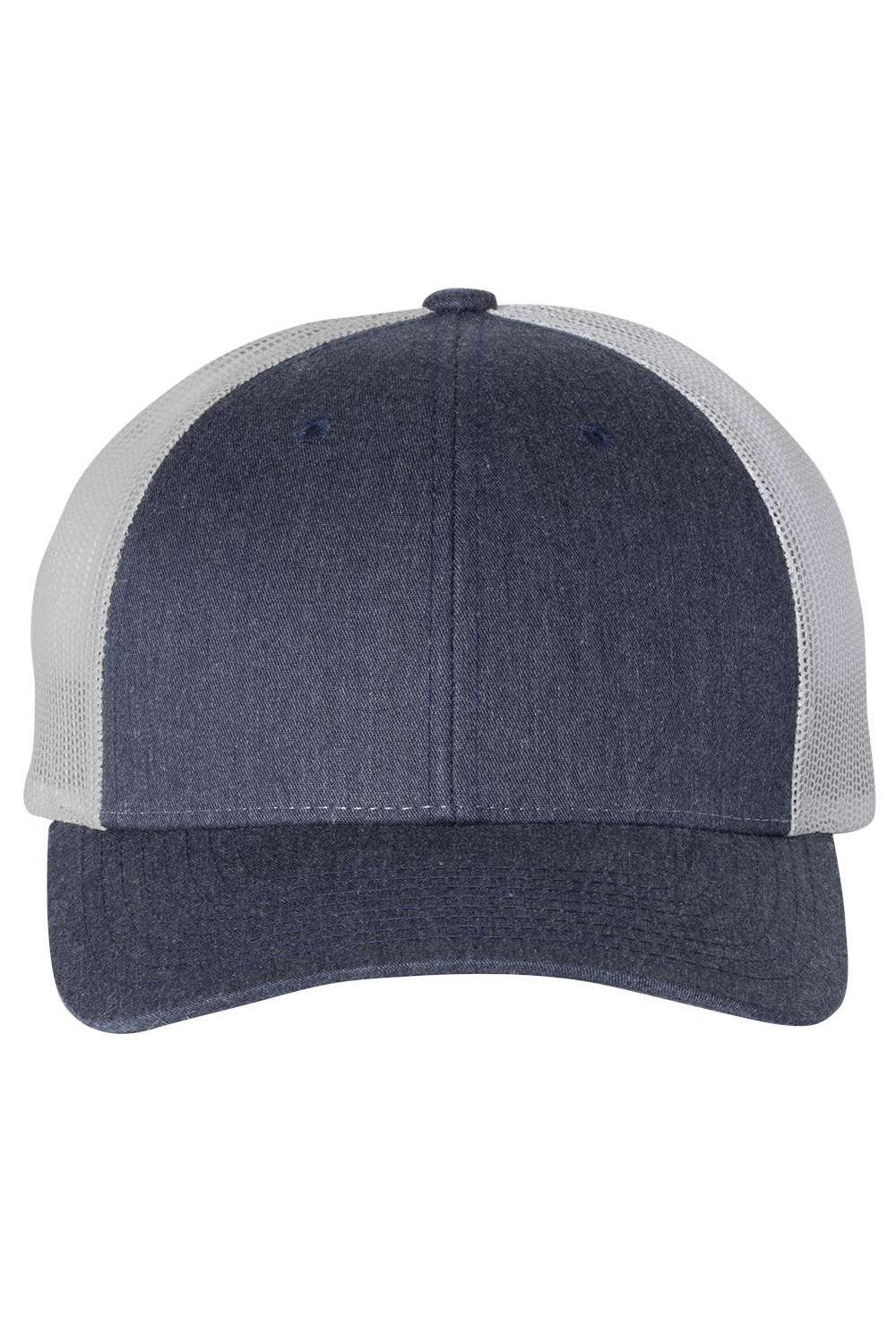 Richardson 115 Mens Low Pro Trucker Hat Heather Navy Blue/Silver Grey Flat Front