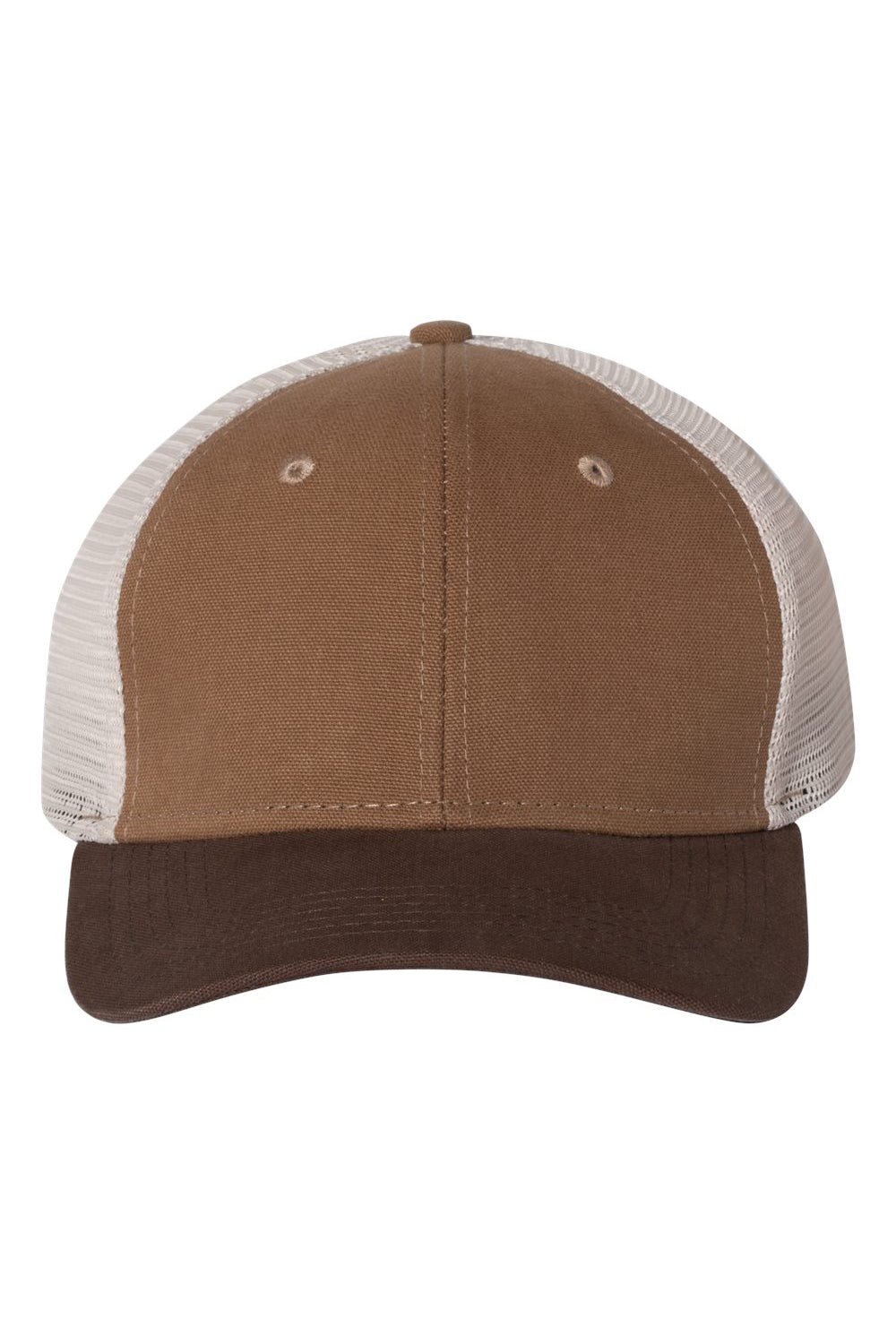 Dri Duck 3006 Mens Hudson Trucker Hat Field Khaki/Tobacco Brown/Tan Flat Front