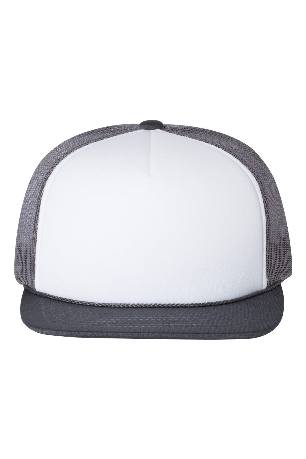 Richardson 113 Mens Foamie Trucker Hat White/Charcoal Grey Flat Front