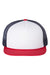 Richardson 113 Mens Foamie Trucker Hat White/Navy Blue/Red Flat Front