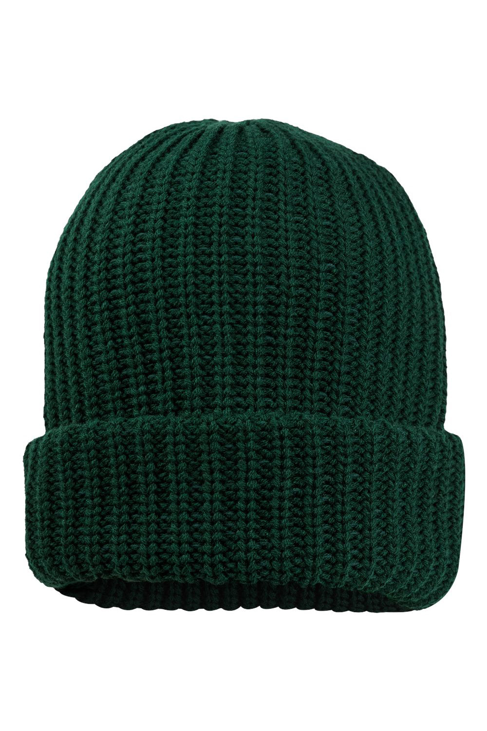 Sportsman SP90 Mens Chunky Cuffed Beanie Forest Green Flat Front