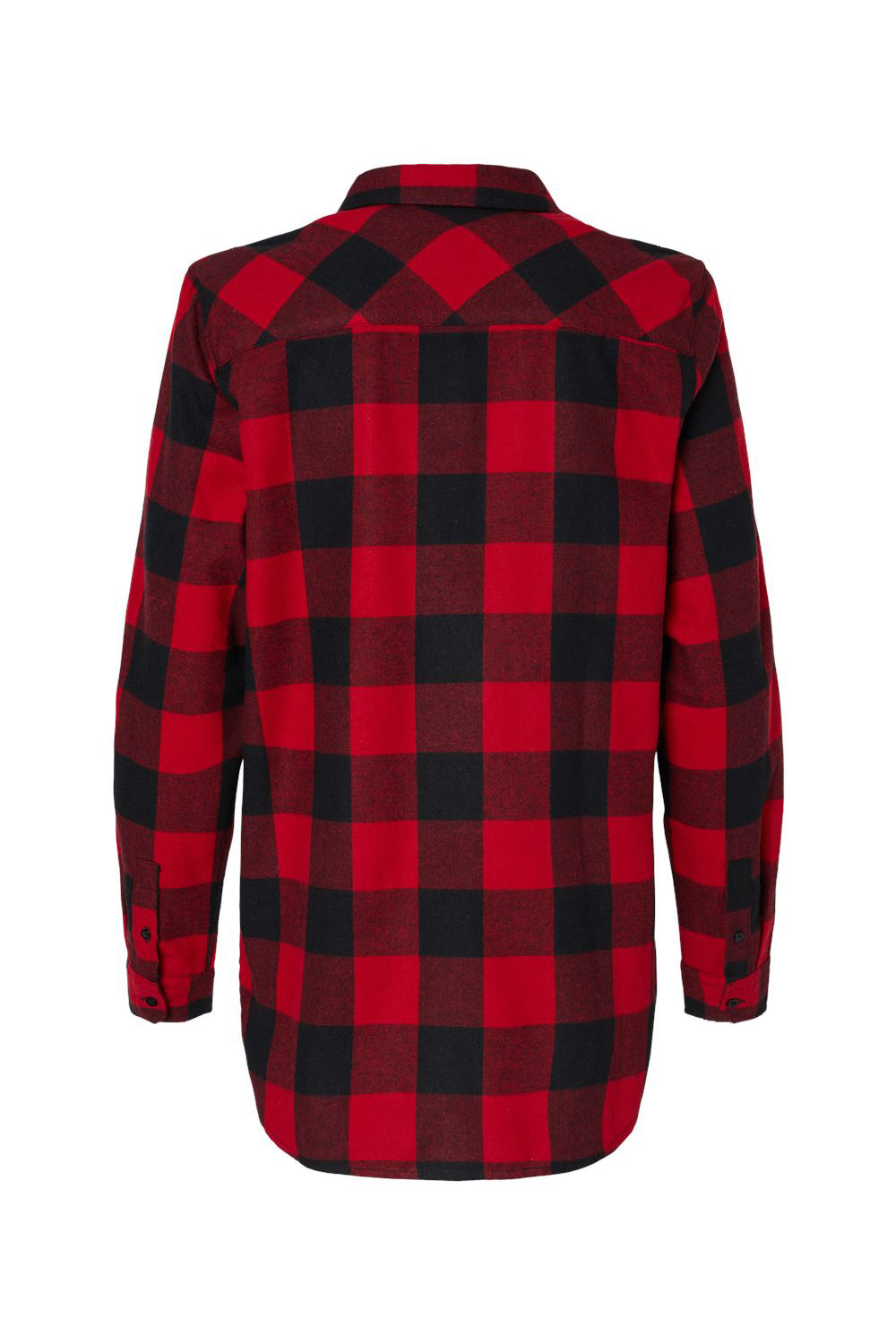 Burnside 5215 Womens Boyfriend Flannel Long Sleeve Button Down Shirt Red/Black Buffalo Flat Back