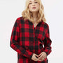 Burnside Womens Boyfriend Flannel Long Sleeve Button Down Shirt - Red/Black Buffalo