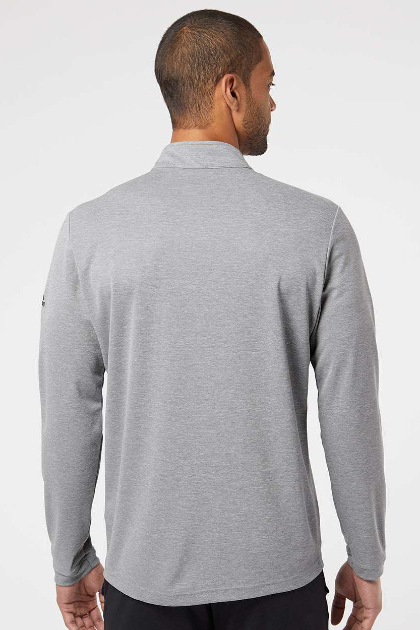 Adidas A280 Mens UPF 50+ 1/4 Zip Sweatshirt Heather Grey/Carbon Grey Model Back