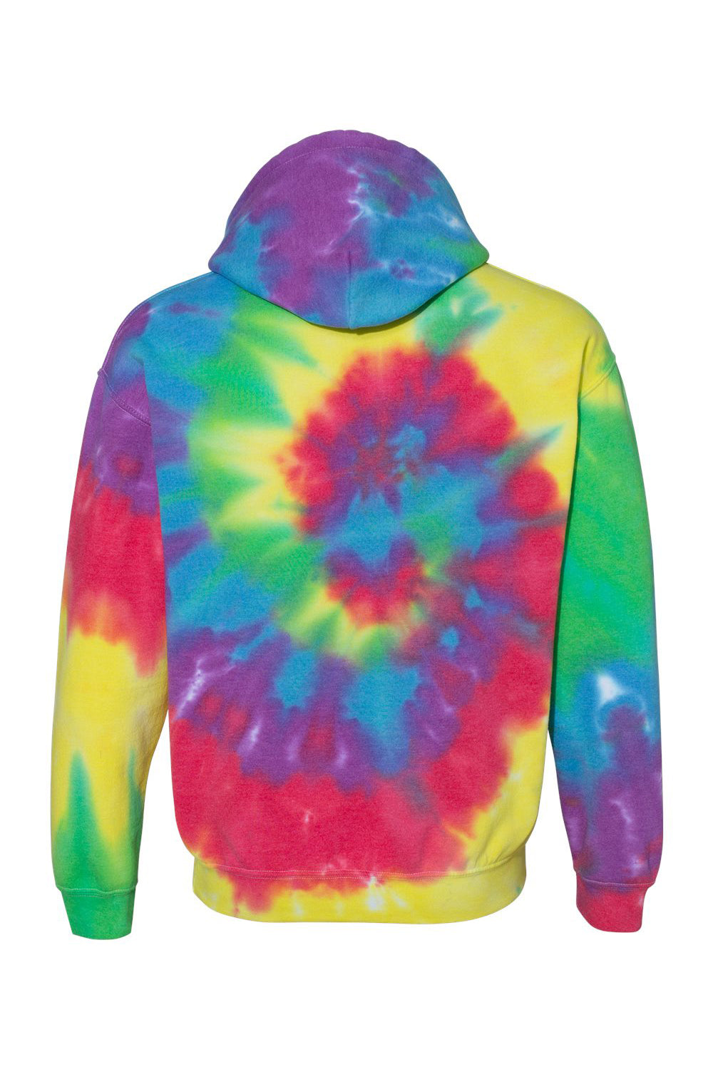 Dyenomite 680VR Mens Blended Tie Dyed Hooded Sweatshirt Hoodie Classic Rainbow Flat Back