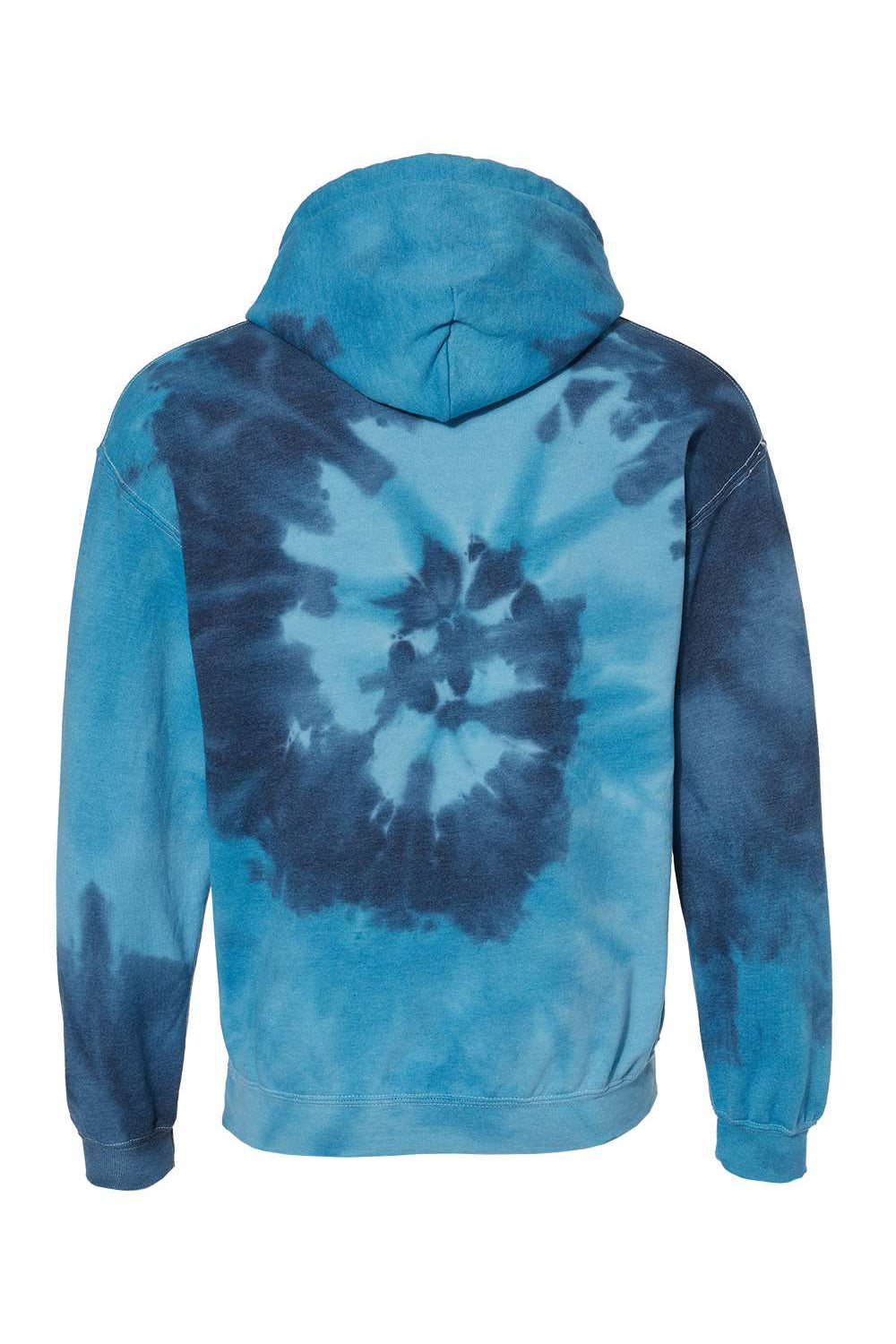 Dyenomite 680VR Mens Blended Tie Dyed Hooded Sweatshirt Hoodie Blue Tide Flat Back