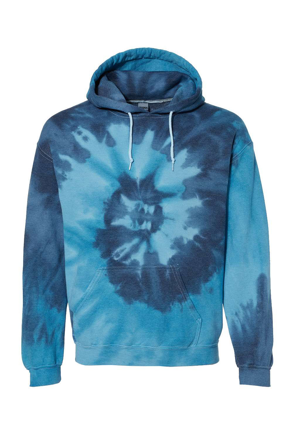 Dyenomite 680VR Mens Blended Tie Dyed Hooded Sweatshirt Hoodie Blue Tide Flat Front