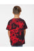 Dyenomite 20BCR Youth Crystal Tie Dyed Short Sleeve Crewneck T-Shirt Black/Red Crystal Model Back