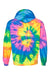 Dyenomite 680VR Mens Blended Tie Dyed Hooded Sweatshirt Hoodie Flo Rainbow Flat Back