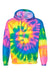 Dyenomite 680VR Mens Blended Tie Dyed Hooded Sweatshirt Hoodie Flo Rainbow Flat Front