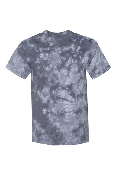 Dyenomite 200CR Mens Crystal Tie Dyed Short Sleeve Crewneck T-Shirt Silver Grey Flat Front