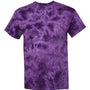 Dyenomite Mens Crystal Tie Dyed Short Sleeve Crewneck T-Shirt - Purple - NEW