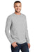 Port & Company PC61LS/PC61LST Mens Essential Long Sleeve Crewneck T-Shirt Ash Grey Model 3q