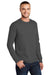 Port & Company PC61LS/PC61LST Mens Essential Long Sleeve Crewneck T-Shirt Charcoal Grey Model 3q