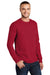 Port & Company PC61LS/PC61LST Mens Essential Long Sleeve Crewneck T-Shirt Red Model 3q