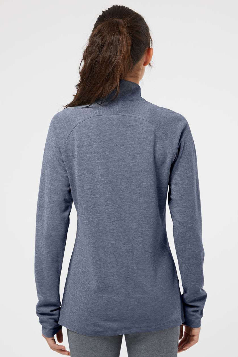 Adidas A281 Womens UPF 50+ 1/4 Zip Sweatshirt Heather Collegiate Navy Blue/Carbon Grey Model Back