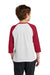 Port & Company PC55YRS Youth Core Moisture Wicking 3/4 Sleeve Crewneck T-Shirt White/Red Model Back