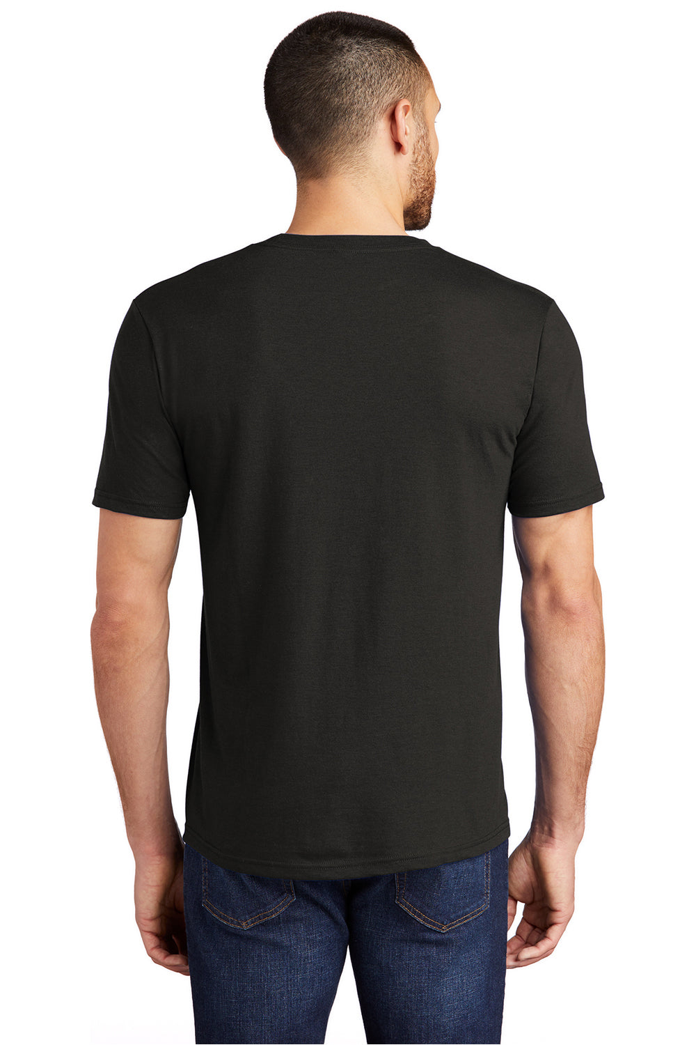 District DM130 Mens Perfect Tri Short Sleeve Crewneck T-Shirt Black Model Back