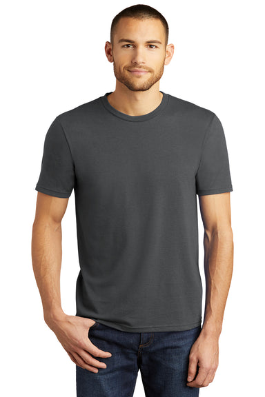 District DM130 Mens Perfect Tri Short Sleeve Crewneck T-Shirt Charcoal Grey Model Front