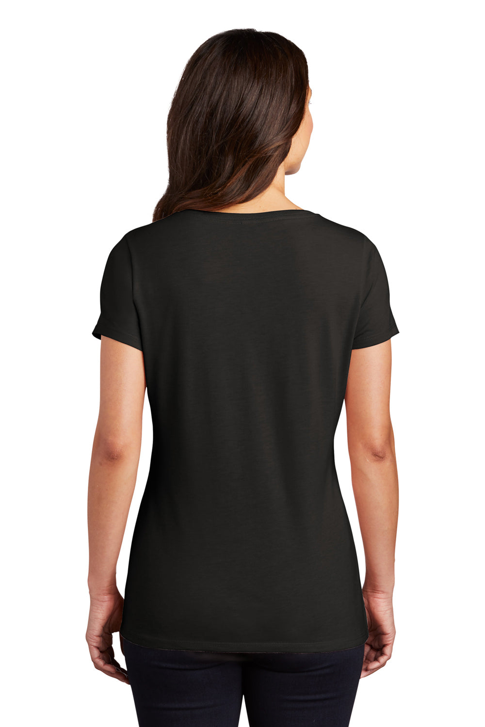 District DM1350L Womens Perfect Tri Short Sleeve V-Neck T-Shirt Black Model Back