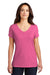 District DM1350L Womens Perfect Tri Short Sleeve V-Neck T-Shirt Fuchsia Pink Frost Model Front