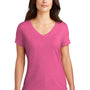 District Womens Perfect Tri Short Sleeve V-Neck T-Shirt - Fuchsia Pink Frost