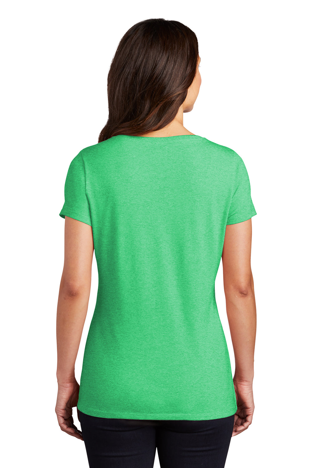 District DM1350L Womens Perfect Tri Short Sleeve V-Neck T-Shirt Green Frost Model Back