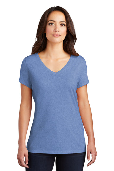 District DM1350L Womens Perfect Tri Short Sleeve V-Neck T-Shirt Maritime Blue Frost Model Front