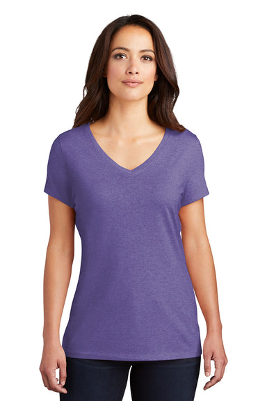 District DM1350L Womens Perfect Tri Short Sleeve V-Neck T-Shirt Purple Frost Model Front