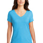 District Womens Perfect Tri Short Sleeve V-Neck T-Shirt - Turquoise Blue Frost