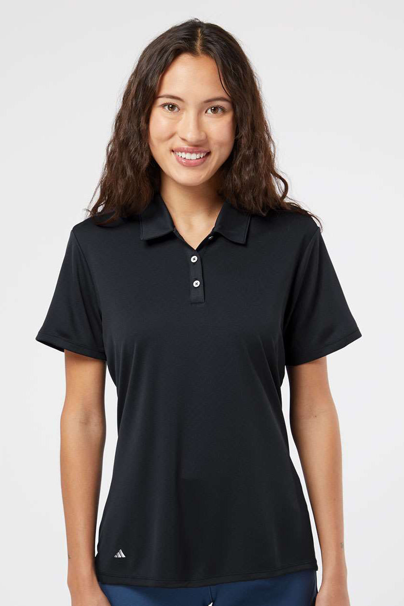 Adidas A231 Womens Performance UPF 50+ Short Sleeve Polo Shirt Black Model Front