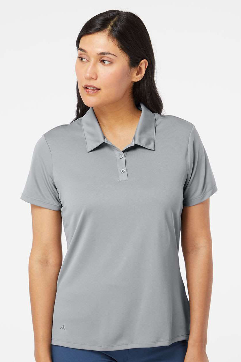 Adidas A231 Womens Performance UPF 50+ Short Sleeve Polo Shirt Grey Model Front