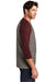 District DM136 Mens Perfect Tri 3/4 Sleeve Crewneck T-Shirt Grey Frost/Maroon Frost Model Side