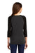 District DM136L Womens Perfect Tri 3/4 Sleeve Crewneck T-Shirt Black Frost/Black Model Back