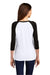 District DM136L Womens Perfect Tri 3/4 Sleeve Crewneck T-Shirt White/Black Model Back