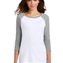 District Womens Perfect Tri 3/4 Sleeve Crewneck T-Shirt - White/Grey Frost