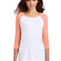 District Womens Perfect Tri 3/4 Sleeve Crewneck T-Shirt - White/Heather Dusty Peach