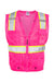 Kishigo B100-111 Mens EV Series Enhanced Visibility Multi Pocket Mesh Vest Pink/Lime Green Flat Front