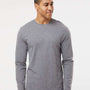 LAT Mens Fine Jersey Long Sleeve Crewneck T-Shirt - Heather Granite Grey - NEW