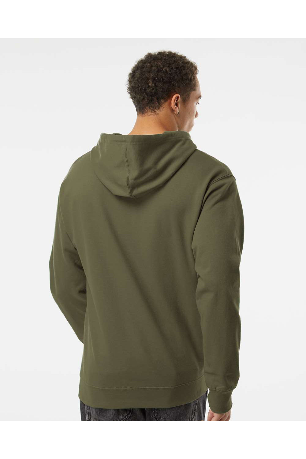 Independent Trading Co. SS4500 Mens Hooded Sweatshirt Hoodie Army Green Model Back
