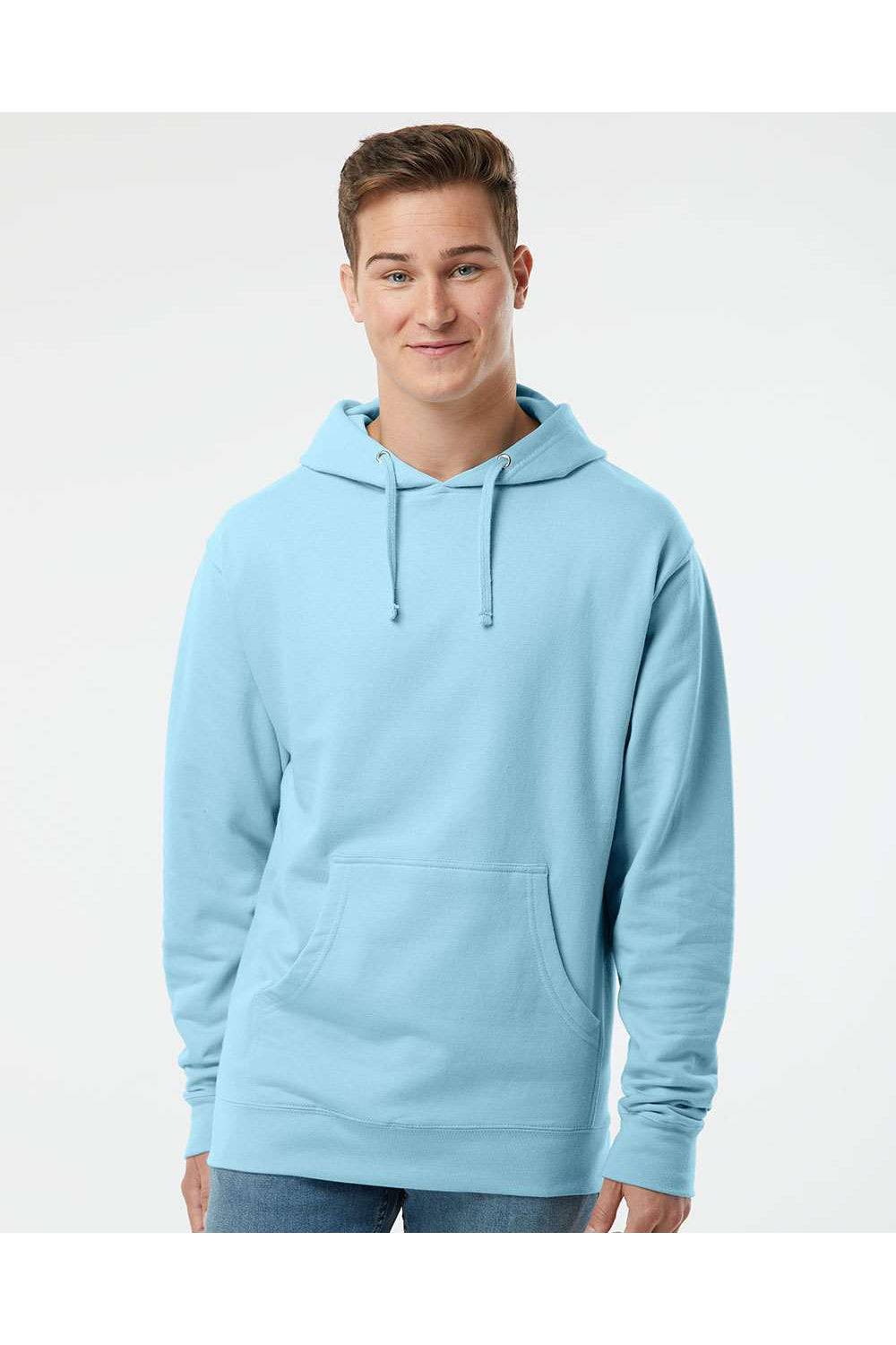 Independent Trading Co. SS4500 Mens Hooded Sweatshirt Hoodie Aqua Blue Model Front