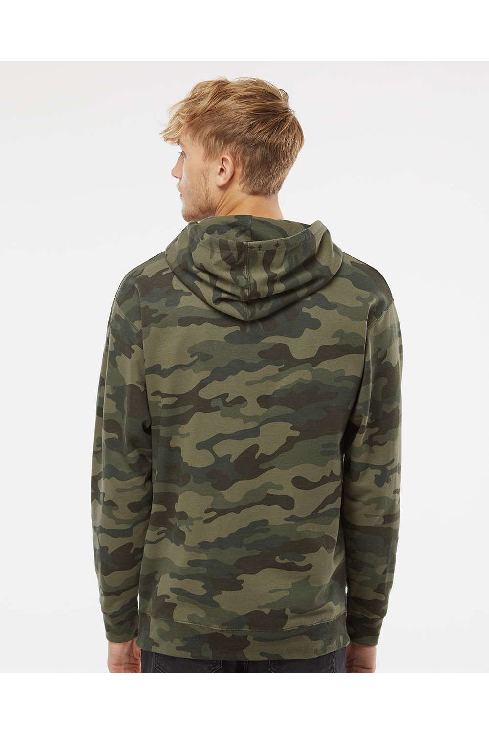 Independent Trading Co. SS4500 Mens Hooded Sweatshirt Hoodie Forest Green Camo Model Back